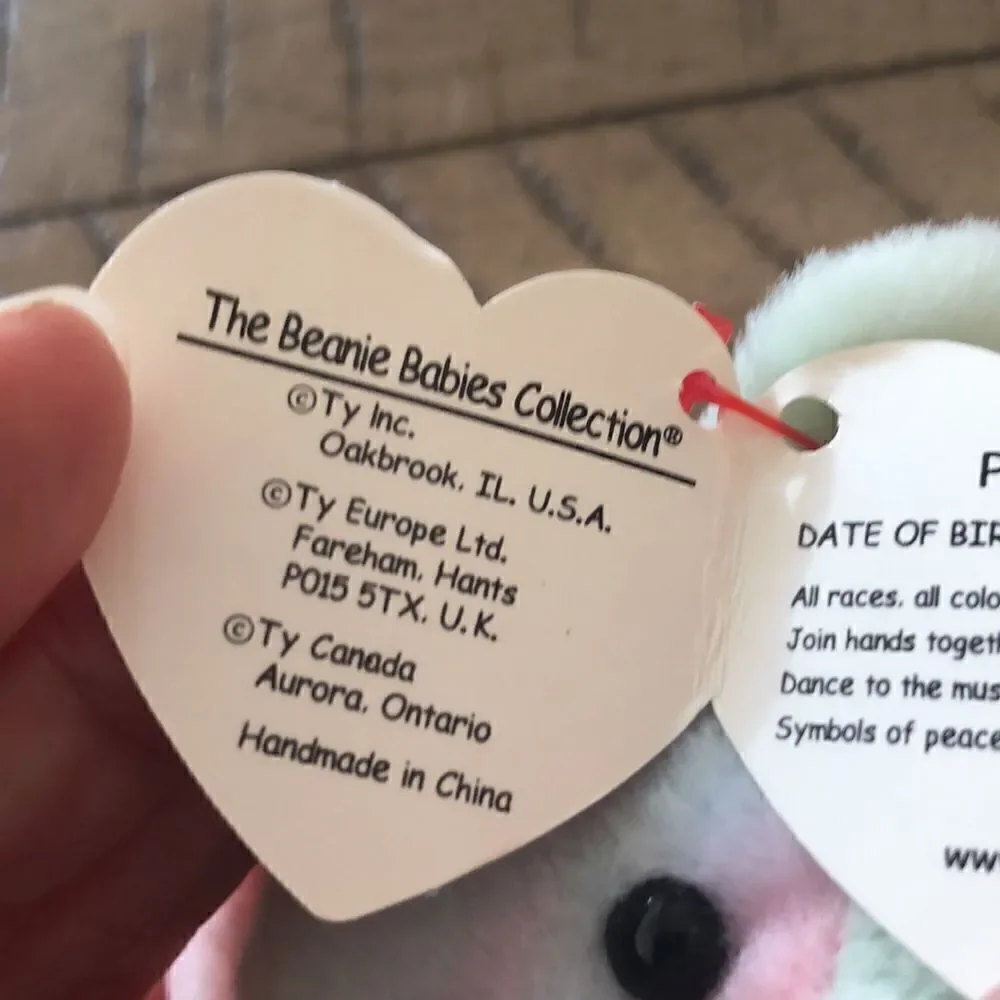 Peace ☮️✌️ Beanie Baby Collection by Ty Pastel Colors. Peace sign ☮️ issued 1996